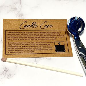 Candle care card and candle safety advice